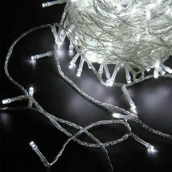 Cool White LED String Fairy Lights with Timer and 8 Modes, Clear Cable Indoor & Outdoor Variant Range image 1