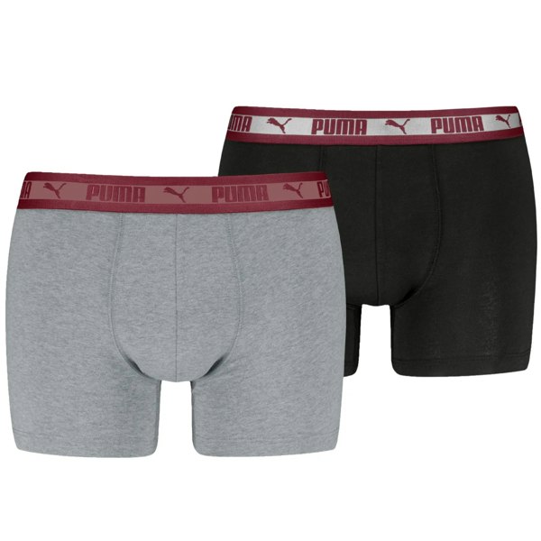 Puma 2-Pack Chromatic Waistband Boxer Briefs, Grey/Black/burgundy