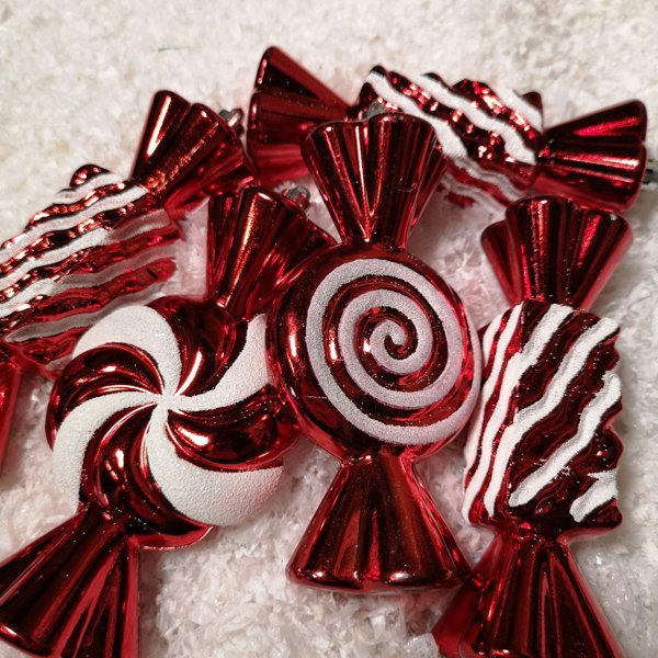 Samuel Alexander Pack of 5 15cm Red & White Candy Stripe Sweet Shatterproof Christmas Decoration