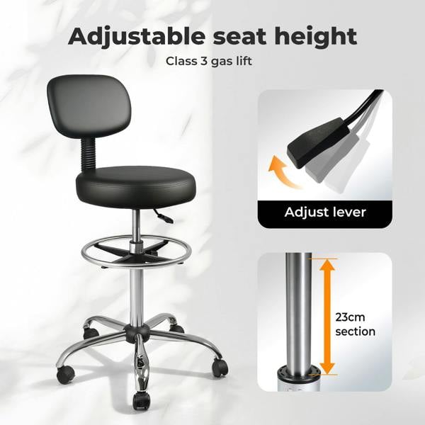 Levede Swivel Drafting Chair Ergonomic Stool Height Adjustable Footrest Backrest