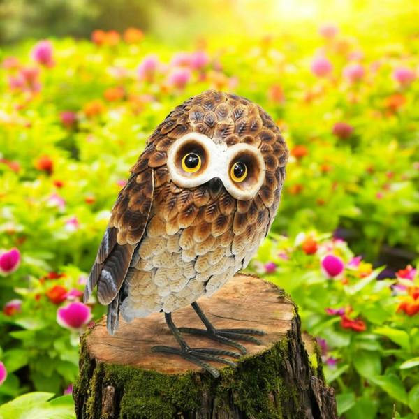EDH Door Hardware Small Metal Standing Brown Owl – 28 x 20 x 13 CM | Rustic Garden Owl Ornament | Handcrafted