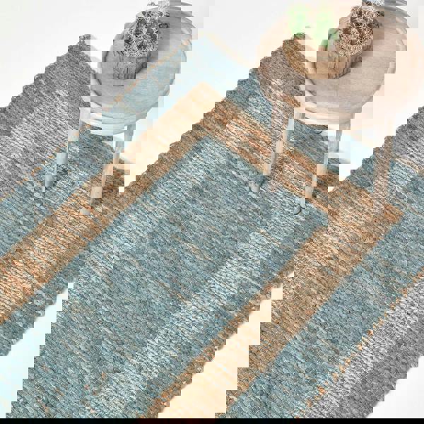 HOMESCAPES Veranda Grey and Nude Hemp Chindi Rug