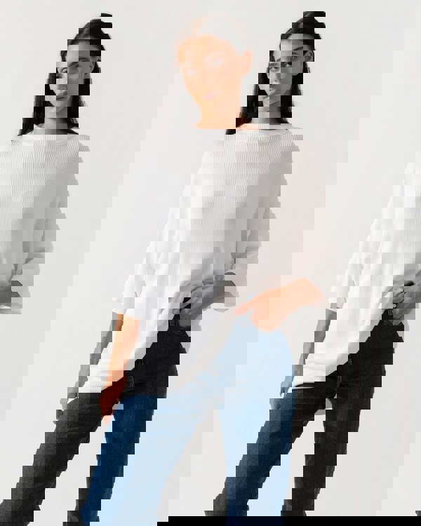 Calvin Klein Viscose Rib Womens Sweater - CHO - Designer Womens Sweatshirts