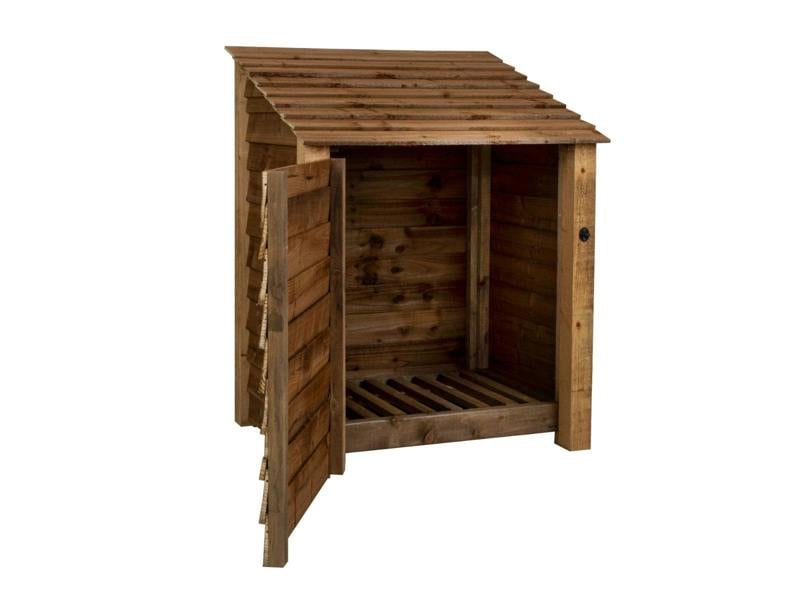 Arbor Garden Solutions Wooden Log Store with Door W-99cm, H-126cm Or 180cm, D-88cm - Brown Finish