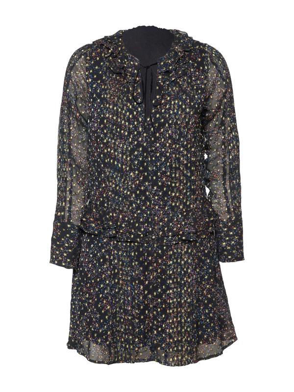 Rose & Nancy Tara Black Star Print Metallic Polka Dot Mini Dress