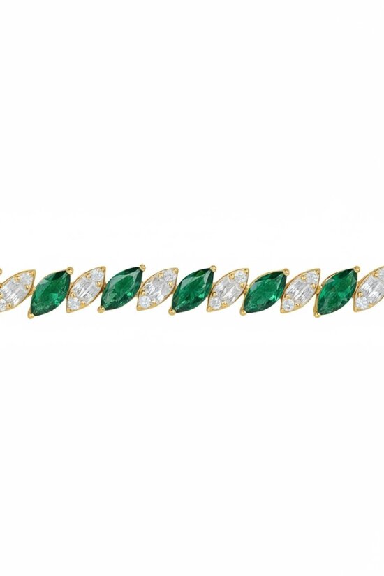 Latelita Viscountess Tennis Bracelet Emerald Gold