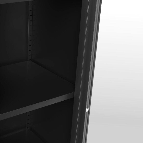 Wyld Haus Frank Black Steel Cabinet Glass Door 4 Shelves