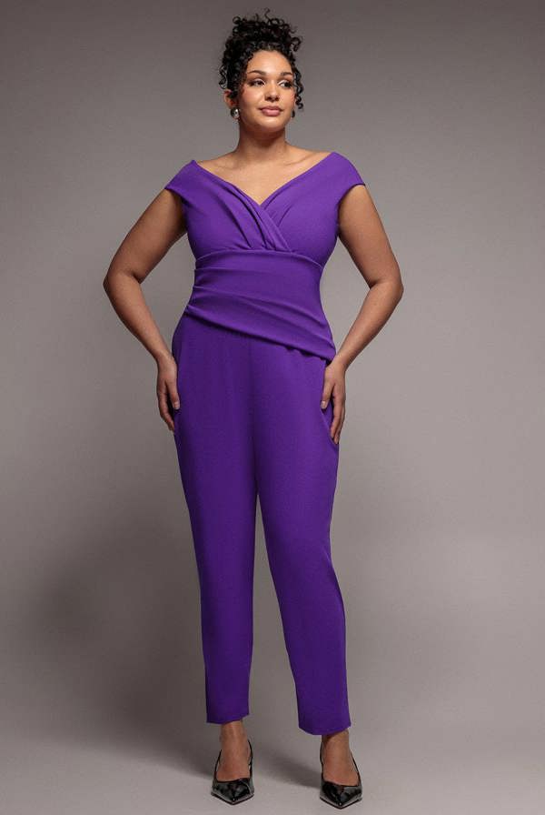 Bardot Scuba Jumpsuit - Purple TR113P