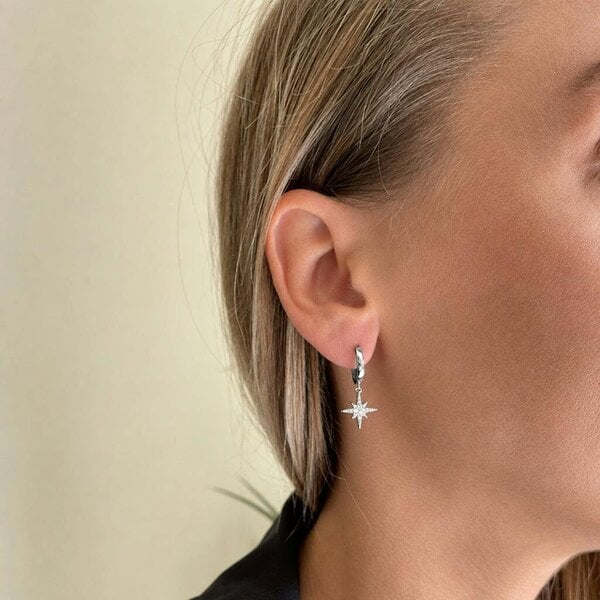 Cachet London North Star Silver Huggie Hoops