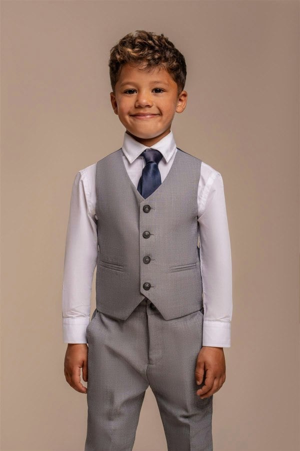 Boys Reegan Grey Waistcoat Front