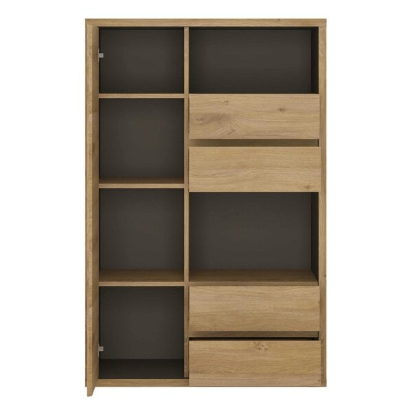 Wyld Haus Athens Natural Oak Wood Effect 1 Door 4 Drawer Display Cabinet