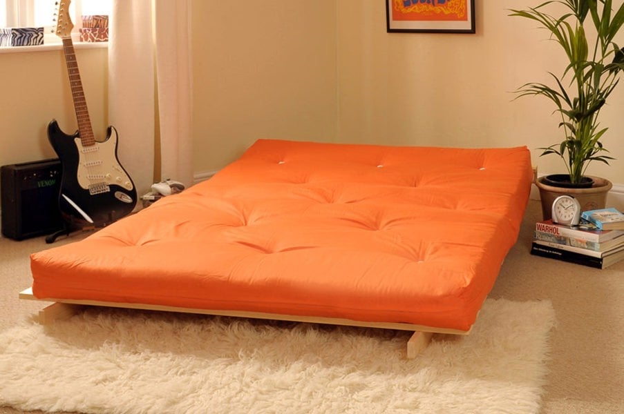 Comfy Living Wooden Futon sofa bed frame with a Standard Mattress