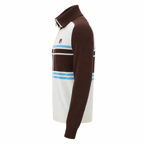 Fila Lena Full Zip Knit Jumper Gardenia/Fudge/Azure Blue