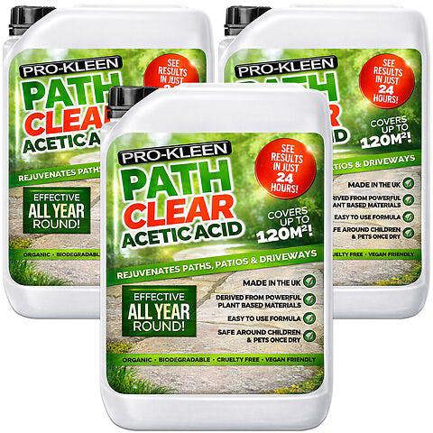 ProKleen Pro-Kleen Path Cleaner Acetic Concentrated 30% - Glyphosate Free - See Results In Hours, Double Strength 15L