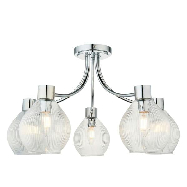 Pagazzi Lighting Hamilton 5 Light Polished Chrome Semi Flush Ceiling Light