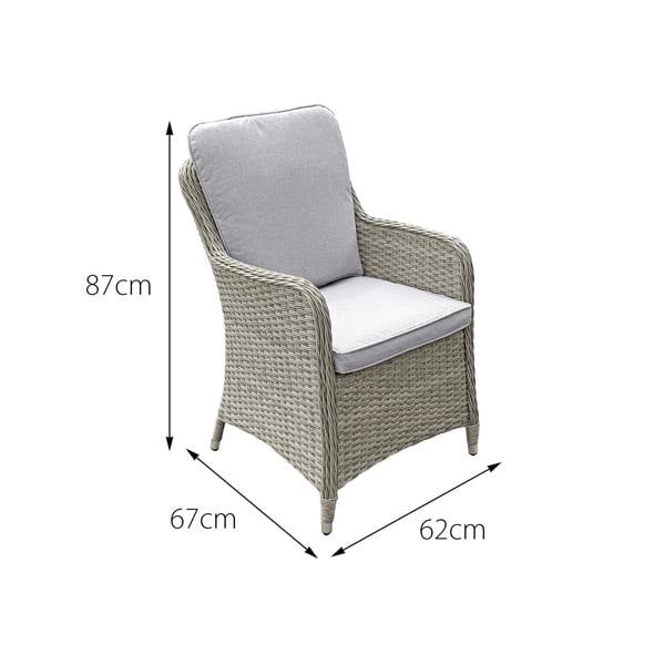 hampton rattan 4 seat dining set in dove grey with light grey cushions