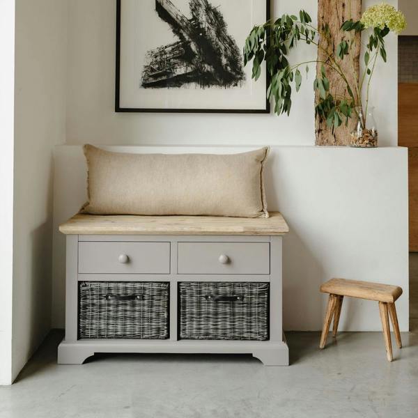 Florence Storage Bench with 2 Drawers and 2 Baskets Assembled