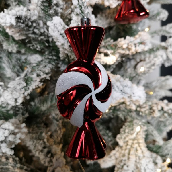 Samuel Alexander Pack of 5 15cm Red & White Candy Stripe Sweet Shatterproof Christmas Decoration