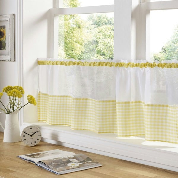 Alan Symonds Gingham Checked Kitchen Voile Curtain Café Panels