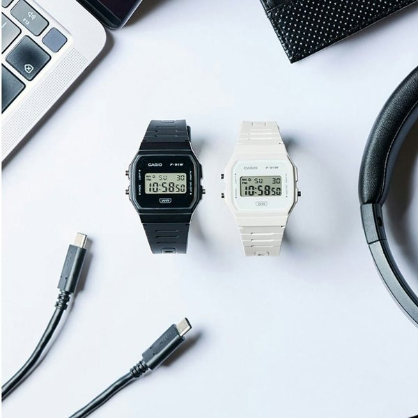 Casio Black Dual Display Digital Watch F-91WB-1AEF