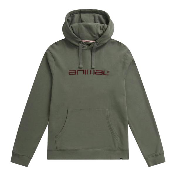Animal Mens Driver Logo Organic Hoodie - Khaki Green - 