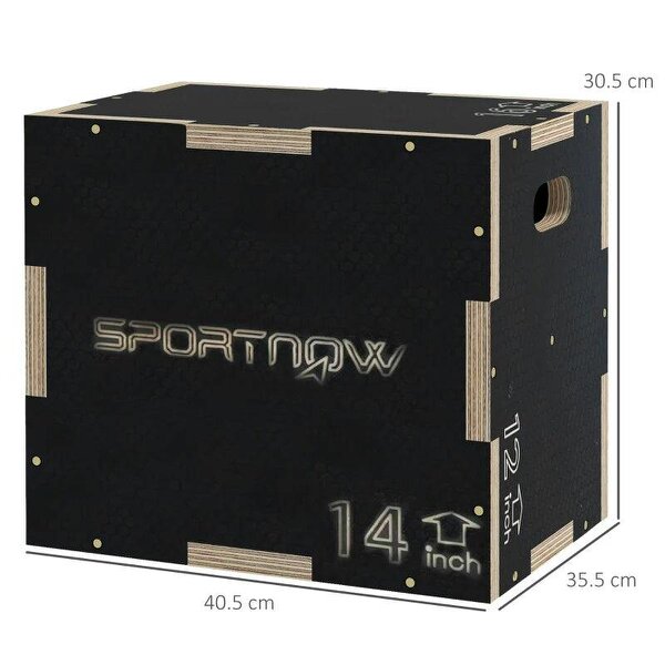 Multi-Faceted Jump Box, Wooden Step Up Box, for Home, Gym, Exercise, Black
