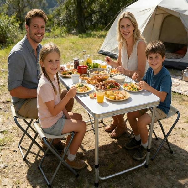 Gr8 Garden Portable Folding Camping Picnic Table with 4 Stools Outdoor Garden & Festival Table Chair Set