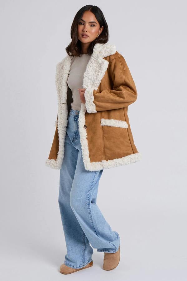 Urban Bliss Faux Suede Bonded Mid Length Jacket