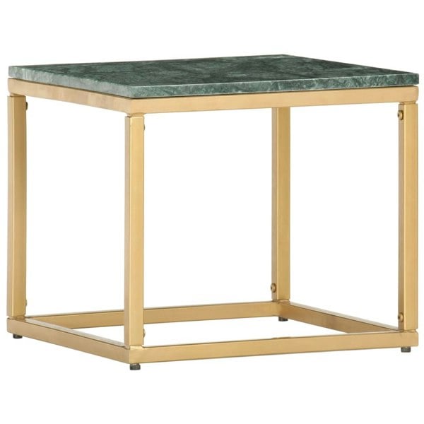 Berkfield Coffee Table Green 40x40x35 cm Real Stone with Marble Texture