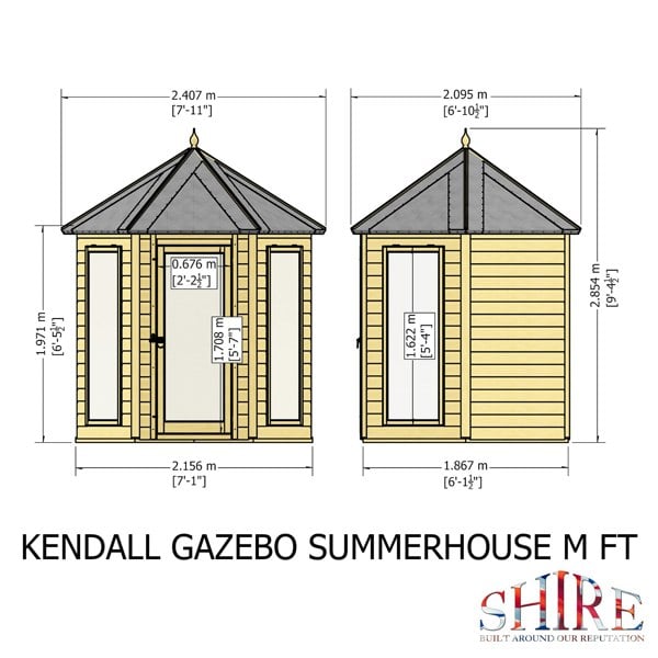 Shire Kendall Gazebo Hexagonal Summerhouse 6x6 12mm Cladding