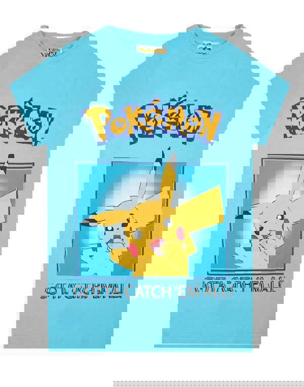 Pokemon Boys Blue Pikachu Short Sleeved T-Shirt