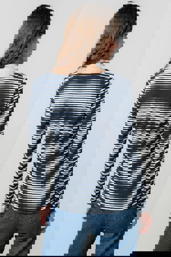 Lily & Me Monica Jersey Striped Long Sleeve Top Navy