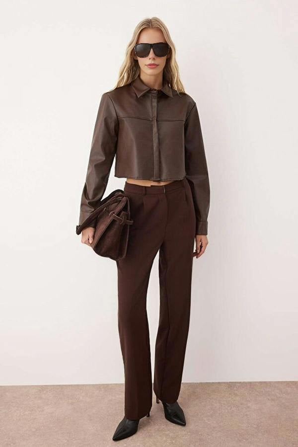 WOVCOR Crop Leather Shirt
