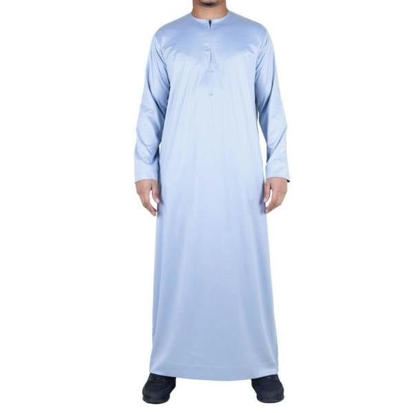Infinity Leather Men's Thobe Robe Satin Emirati Islamic Jubba Eid Regular Fit