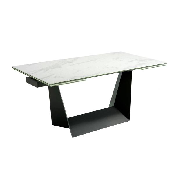 Angel Cerdá Rectangular porcelain marble and black steel extending dining table 1014