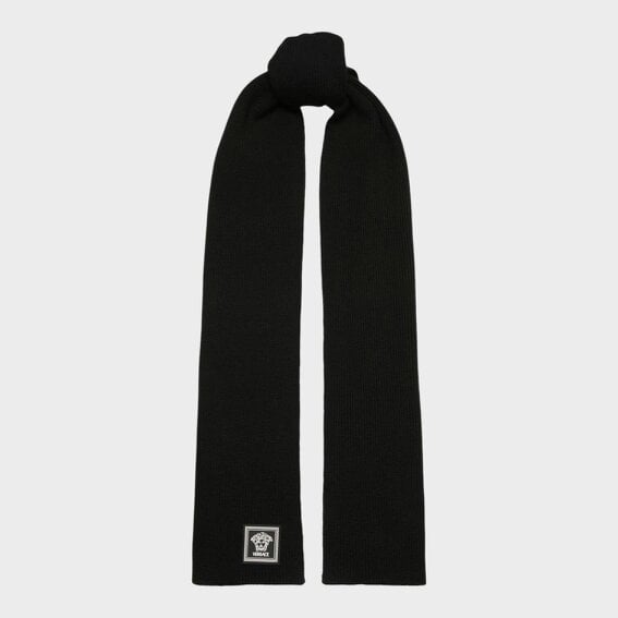 Versace Medusa Logo Knit Scarf Black