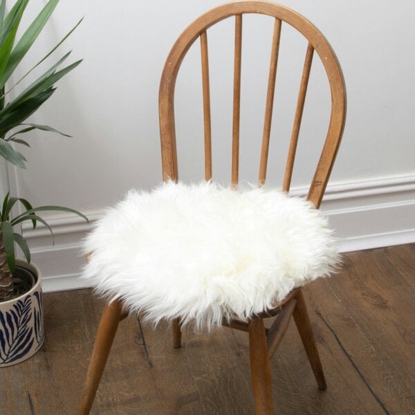 Round Sheepskin Chair Pad - Genuine New Zealand Sheepskin Seat Cushion 35cm