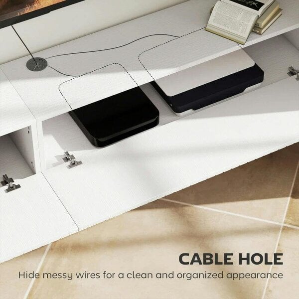 80cm Floating TV Stand, Wall Mount TV Unit with Cable Management Hole, Fits up to 72" TV, White
