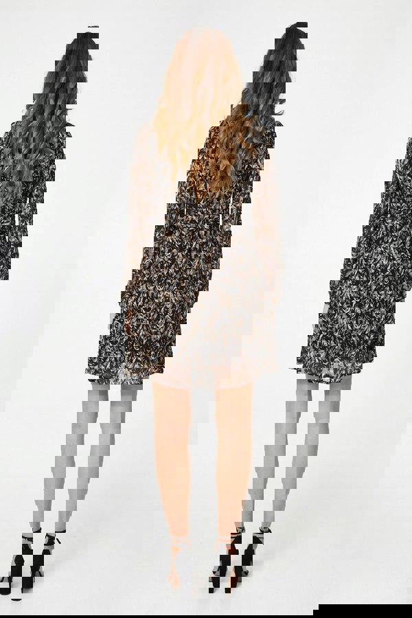 Black | Abstract Semi Sheer Short Skater Dress
