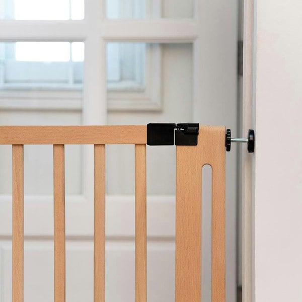Safetots Wooden Elegance Gate, Natural, 87cm - 95cm, Pressure Fit Safety Gate, 65cm Extra Wide Doorway, Easy Installation