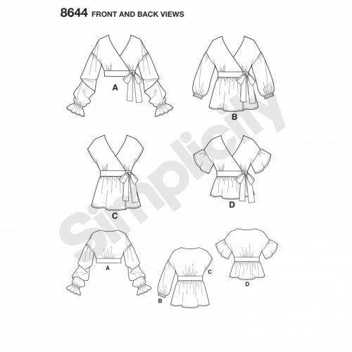 Simplicity Sewing Pattern 8644, Tops for Women, H5 (6-8-10-12-14) - Intermediate