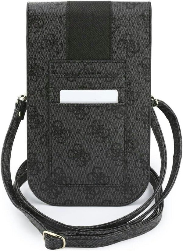 Guess 4G Round Classic Logo Stripes Universal Phone Pouch with Strap Black - GUWB6PG4S4RK