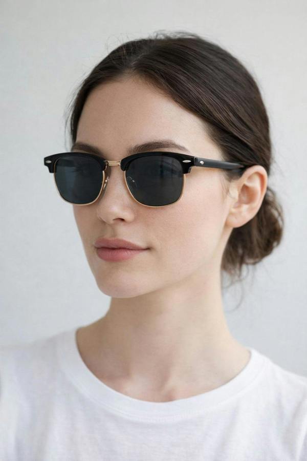 Black Clubmaster Sunglasses with Black Lenses - svnx