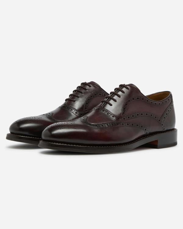 Oliver Sweeney Hunstanton Hand Antiqued Calf Leather Mens Oxford Shoes - Dark Brown | CHO | Designer Mens Shoes