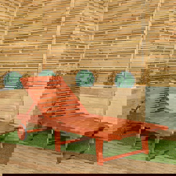 Samuel Alexander 1.9m x 0.6m Outdoor Wooden Adjustable Foldable Sunlounger with Wheels