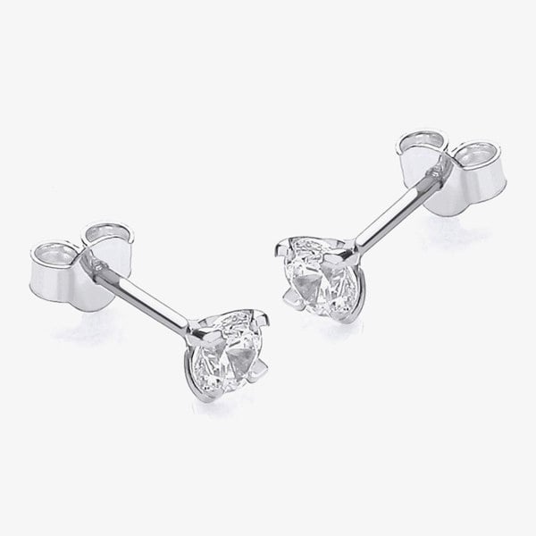 T. H. Baker 9ct White Gold 4mm Round Cubic Zirconia Stud Earrings 5-58-6319