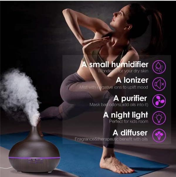 Dragodirect 500ml Aromatherapy Diffuser Essential Oil Humidifier with 7 LED Colorful Light for Relaxation & Wellness