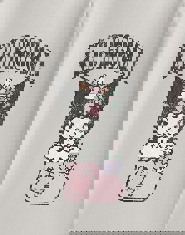 Hello Kitty & Friends Girls Grey Kuromi Stocking Short Sleeved T-Shirt