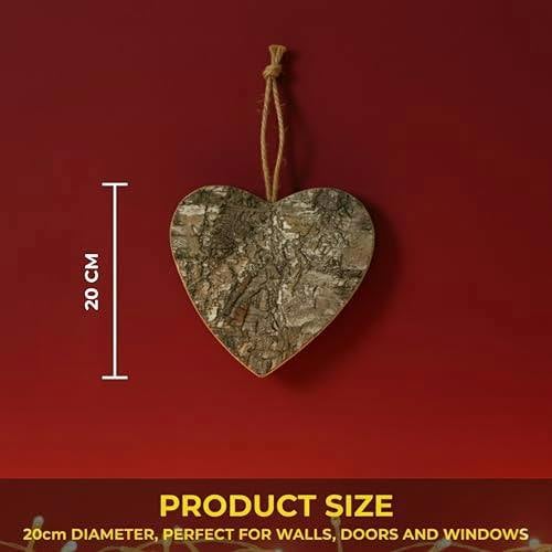 2cm Birch Bark Wooden Heart Christmas Wall Hanging Decoration, Handmade Rustic Ornament image 4