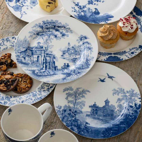 Aynsley Archive Blue Teaplates Set of 6